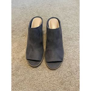 LC Lauren Conrad Gray Heeled Open Toe Mule - 8.5